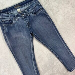 Red Rivet Junior's Capri Jeans Dark Wash Embellished Pockets Bling Size 7‎ Y2K